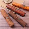 Creative Treasure Map Retro Pencil Case Leather Large Capacity Roll Pencil Bag Embossed Buckle Simple Stationery Box Roll Portable Pencil Pen Holder