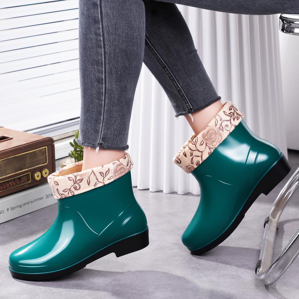 Four Seasons Short Rain Boots Women's Non-slip, Rubber Shoes Low Rain Shoes Women's
