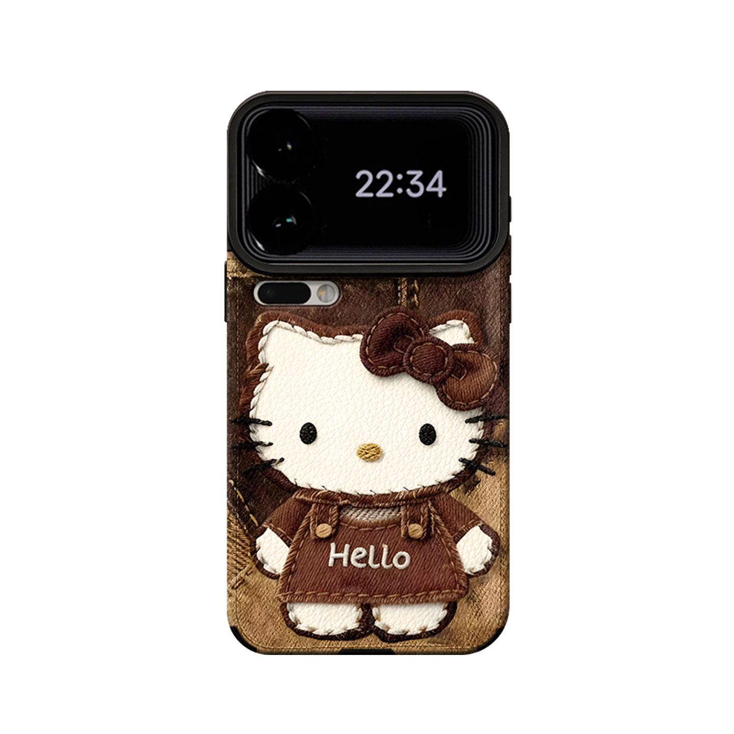 

Xiaomi17Pro High-Appearance Phone Case for Xiaomi 15Ultra/14 - Brown Denim Cat Design Xiaomi 15 Pro