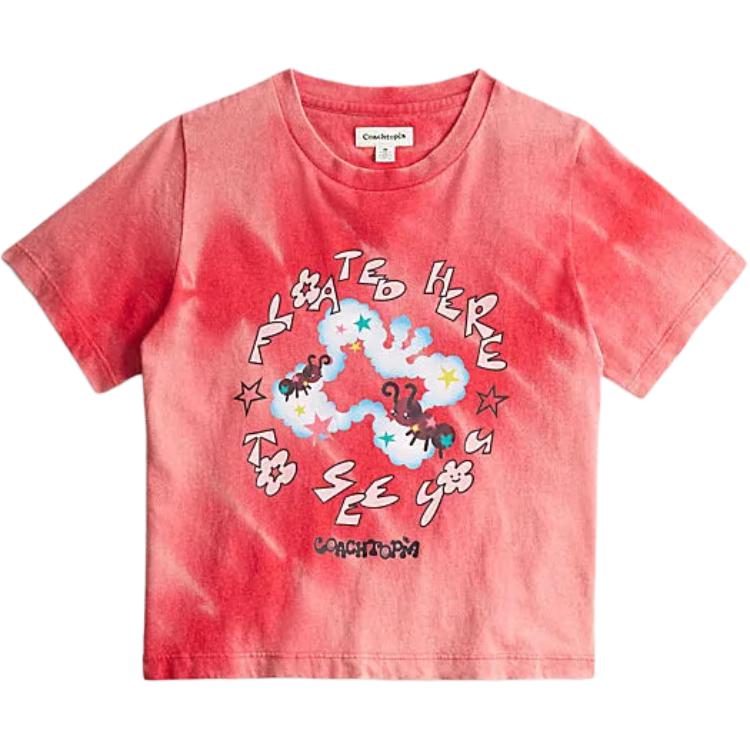 Coach Star Print Round Neck Short Sleeve T-Shirt Unisex T-Shirts Red CN985-REM