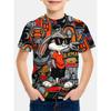 Modisches Bedrucktes Kurzarm Lockeres Rundhals Oberteil Einfache T-Shirts Jungen