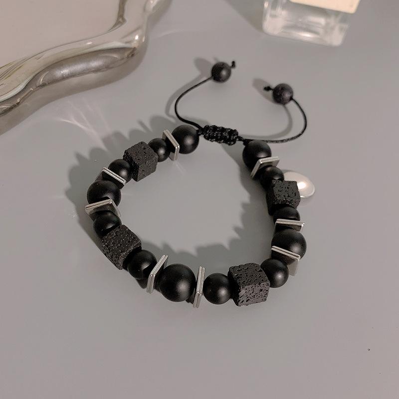 JYL TS Bracelet  Nine-eyed Heavenly Bead Style Brings Sacred Blessings volcanic rock cube красное дерево