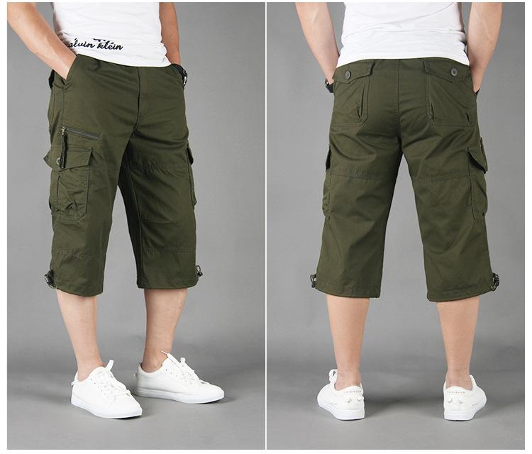 Men's Summer Cropped Trousers Overalls Loose Thin Multi Pocket Outdoor Sports Casual Shorts
