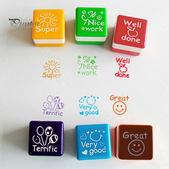 6Pcs Teachers Stamper Praise Reward Stamps Motivation Sticker School