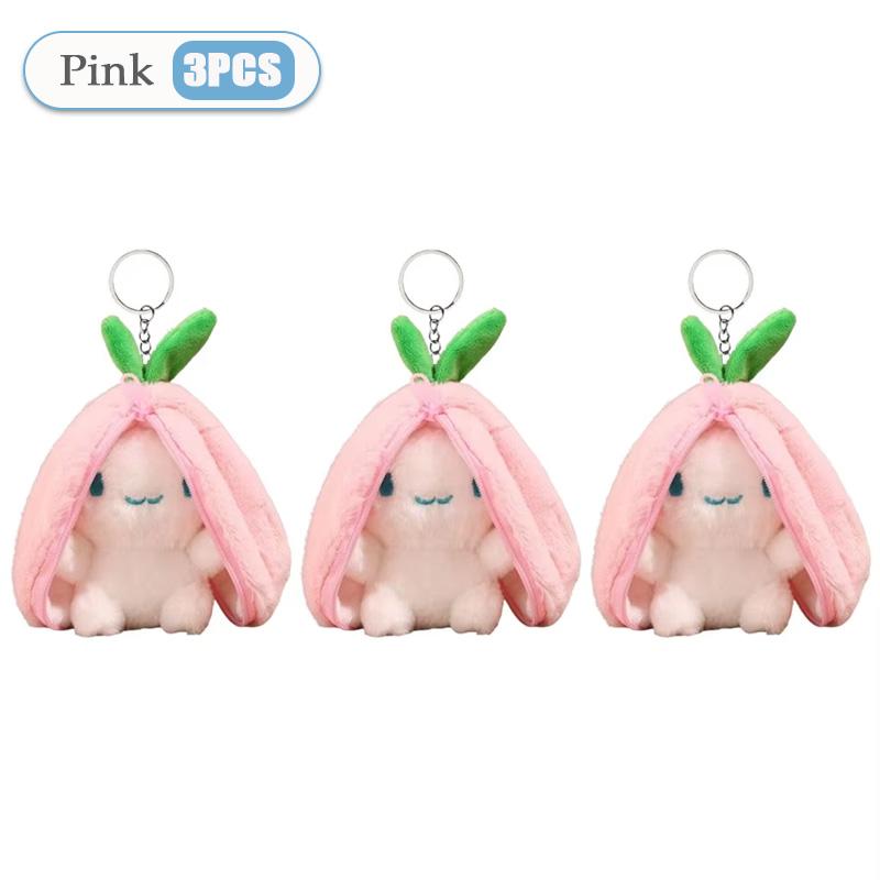 1-20PCS Funny Joy Kawaii Fruit Bunny Plush Toy Cute Carrot Strawberry Turn Funny Joy Rabbit Plush Toy Kids Birthday Easter Gifts