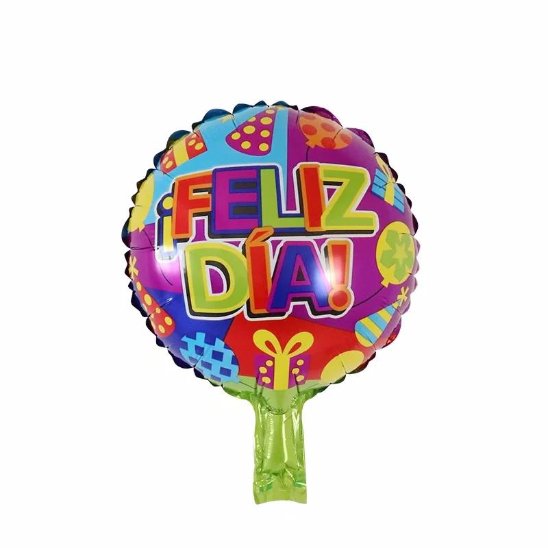 10Pcs Feliz Cumpleaños Día AIr Globos 10inch Colorful Mini Spanish Happy Birthday Foil Balloons Home Party Decorations Kids Gift