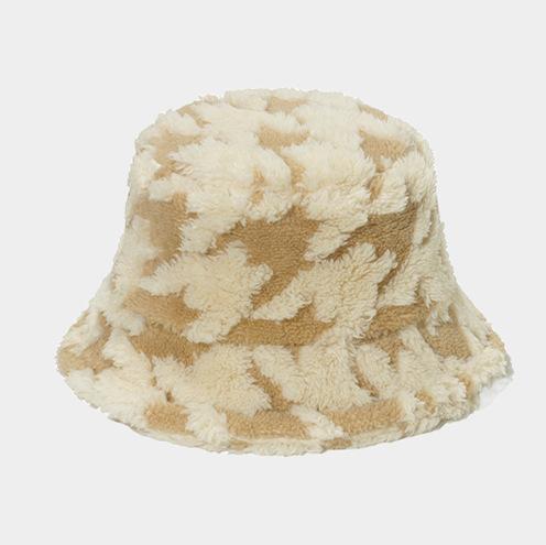 Unisex Bucket Hat Striped Women Men Fishing Fisherman Hat Autumn Winter Faux Fur Wool Outdoor Warm Panama Cap