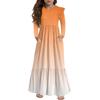 Mädchen Stufenkleid mit Rüschen - Langärmeliges bedrucktes Maxi mit Taschen