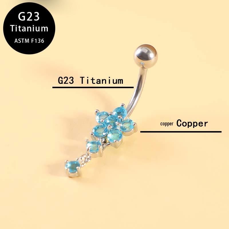 Stilvoller G23 Titan Zirkon Blume Bauchnabelring Piercing Schmuck