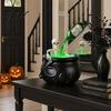 Dark Fantasy Cauldron Halloween Witch Cauldron, Large Plastic Black Bucket with Floating Potion Bottle, Glowing Green Smoke Spooky Soup Pot Decor for