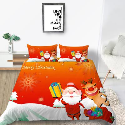 Christmas Series Quilt Cover Pillowcase Two Or Three Piece Digital Printing Polyester Holiday Gift