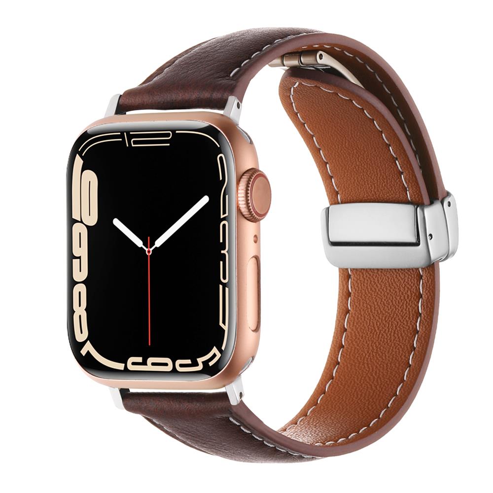 Crazy Horse Magnetic Buckle Women's Genuine Leather Watch Strap,For Apple Watch 42mm 44mm 45mm 49mm iWatch S10 46mm