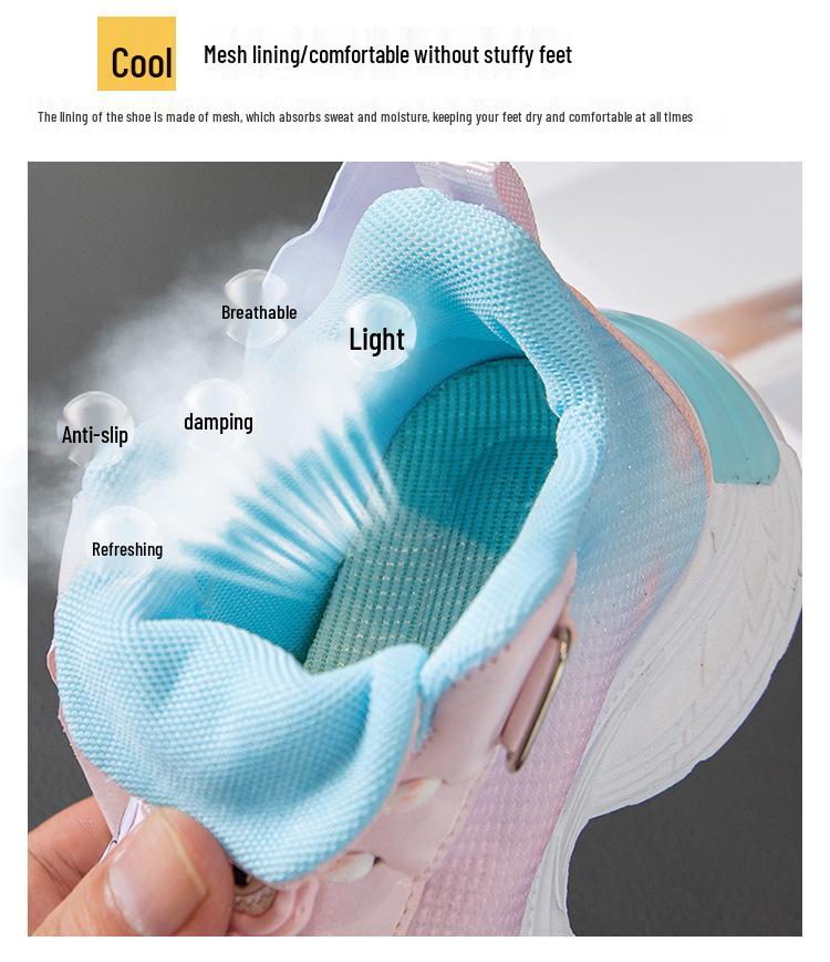 Labubu Mädchen Leuchtende Mesh Laufschuhe - Herbst 2025: Atmungsaktiv, Weiche Sohle, Lederoberfläche Sportsneaker