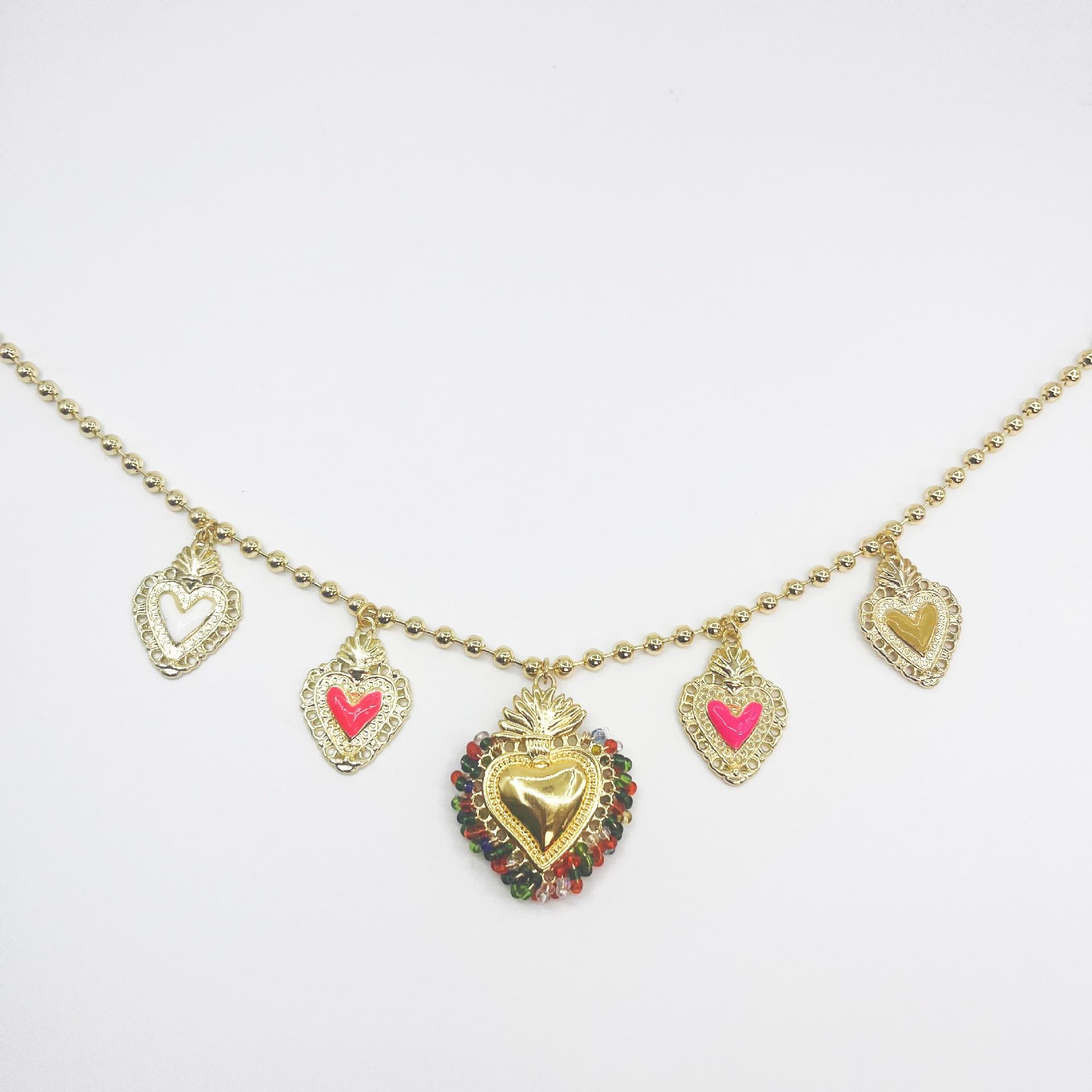 

Цветное Священное Сердце Ожерелье Персонализированные Литературные Рисовые Бусины Сердце Кулон Ювелирные Изделия Сложенные С Ювелирные Изделия Женщины