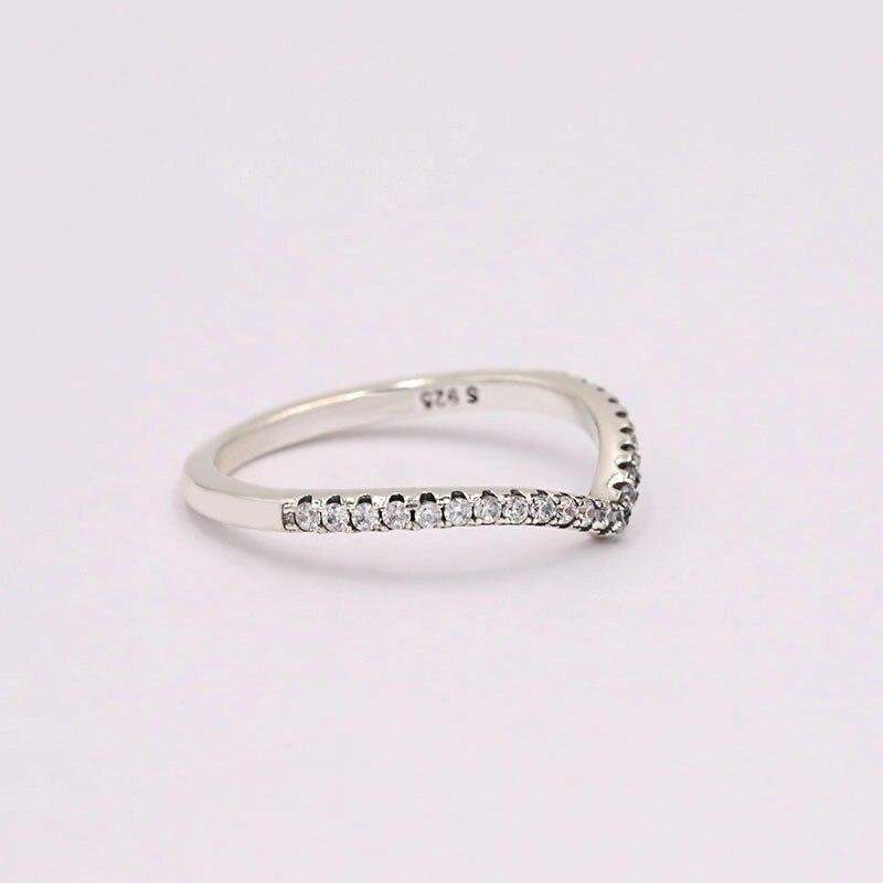 925 Sterling Silver Pan Ring Creative Bright Wishing Bone Ring For Women Wedding Party Gift Fashion Jewelry
