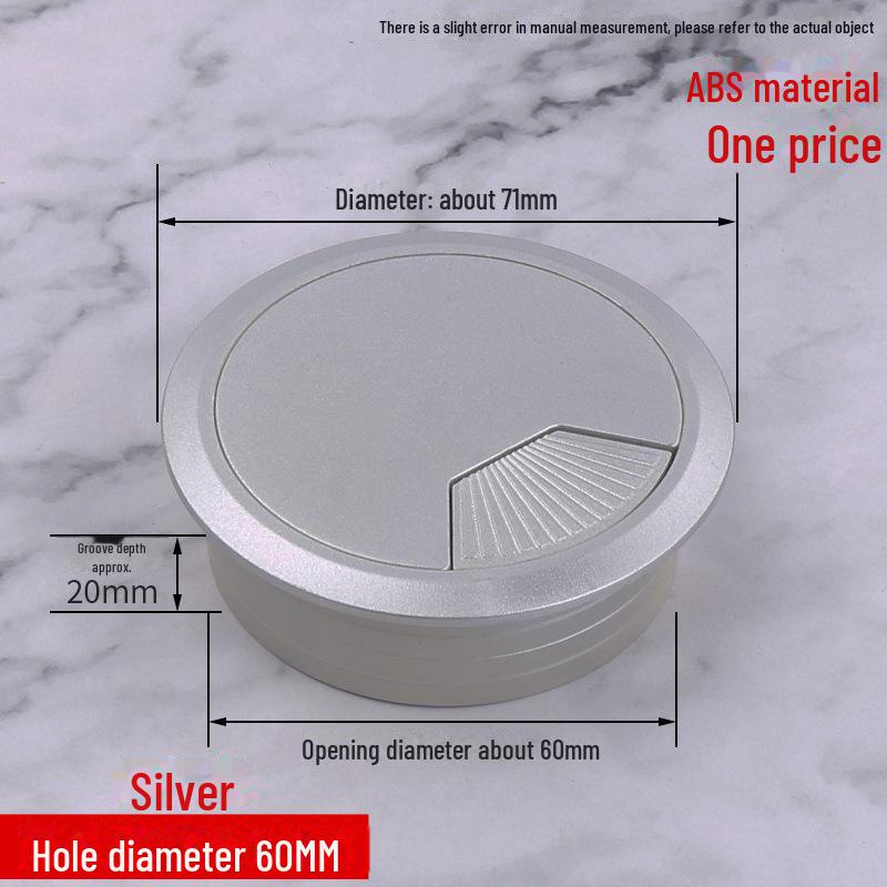 ABS Round Wire Desk Grommet Cover for Desktop Cable Management and Furniture Cabinet Hardware.