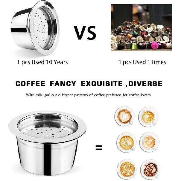 Refillable Stainless Steel Verismo K FEE CBTL Coffee Capsule, Reusable Coffee Filter Compatible for K Fee Verismo, Verismo Coffee Capsule Pods+Tamper
