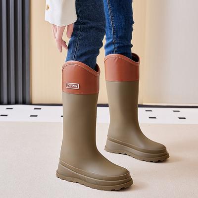 Damen Hochschaft-Regenstiefel: Stilvoll für Outdoor-Bekleidung, Wasserschuhe mit dicker Sohle, Wasserdichte Galoschen, Lange Campingstiefel