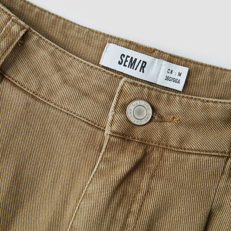 Semir Women's Brushed Pleated Wide-Leg Casual Pants with Belt