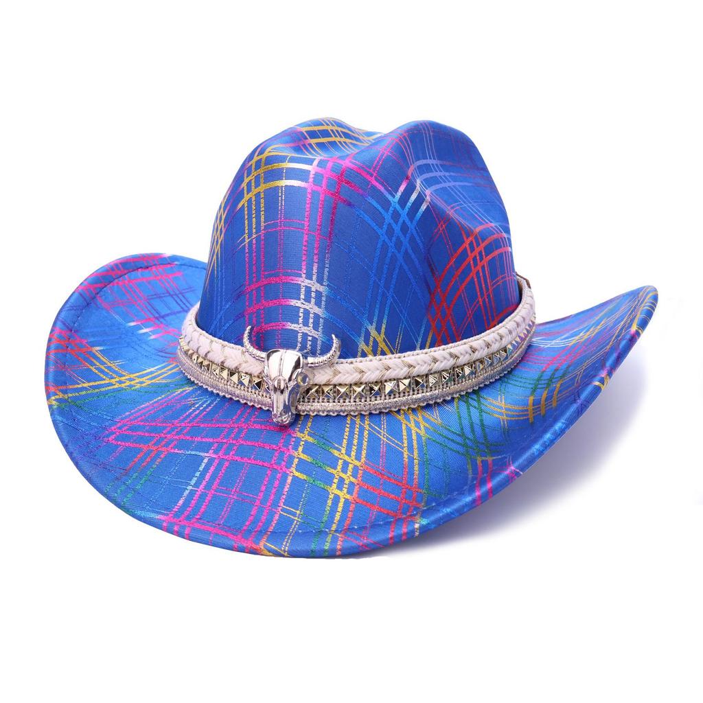 New Western Cowboy Hat Colorful Striped Festival Party Hat Versatile Knight Jazz Hat