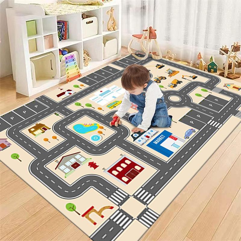 Educational Kids Play Mats City Road Design Flight Chess Pattern for Childrens Learning and Fun Activities