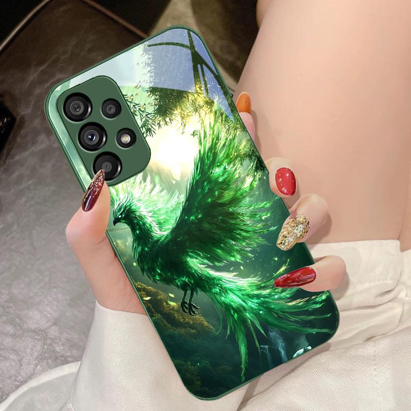 Golden Phoenix Unfolding For Samsung Galaxy S10 4G S20 11E 30 S21 22 S24 Fe Pro S23 S25 Ultra 5G S9 Tempered Glass Phone Case