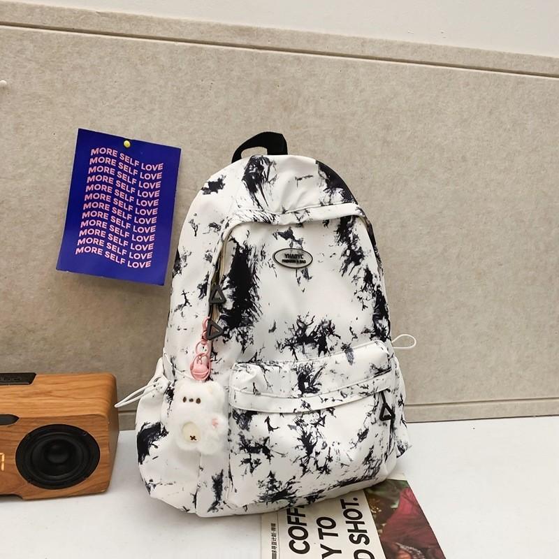 

Handbag Backpack Schoolbag With Pendant Polyester Large Capacity Color Solid чорний