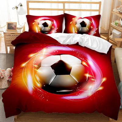 Fotbalová sada povlaku na peřinu Cool Speciální efekty Pozadí pro hráče Děti Teenager Chlapec Polyesterová ložní souprava King Size s povlakem na polštář