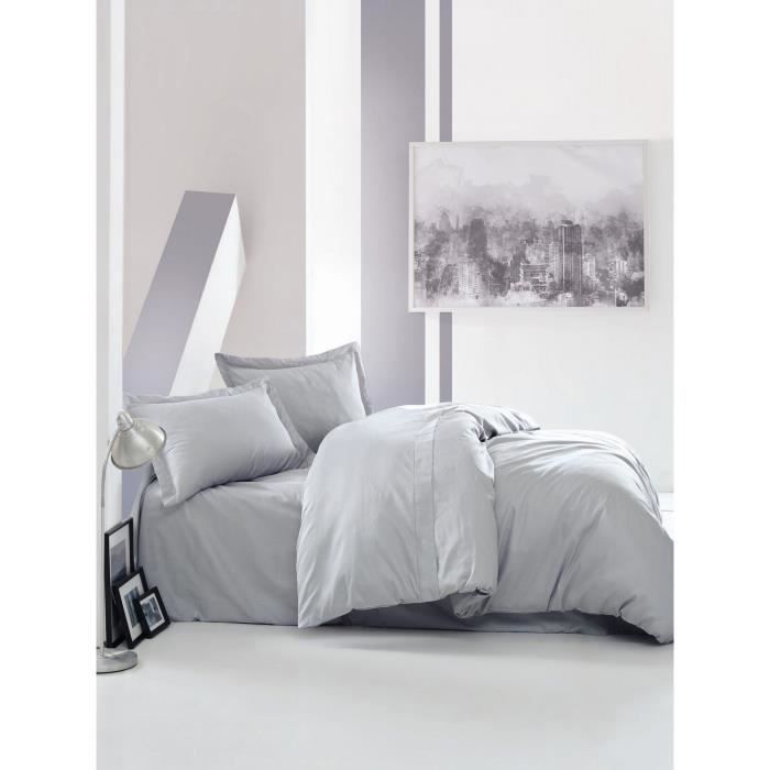 Bettwäsche-Set - 1 Bettbezug 220 x 240 cm + 2 Kissenbezüge 60 x 60 cm - Satiniert 100% Baumwolle - Grau grau