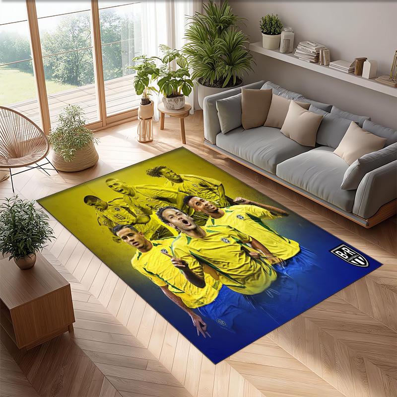 Brazil national football team Printed Flannel Area Rug Non Slip Soft Polyester Floor Carpet Indoor Decor Mat for Bedroom Living Room Sofa