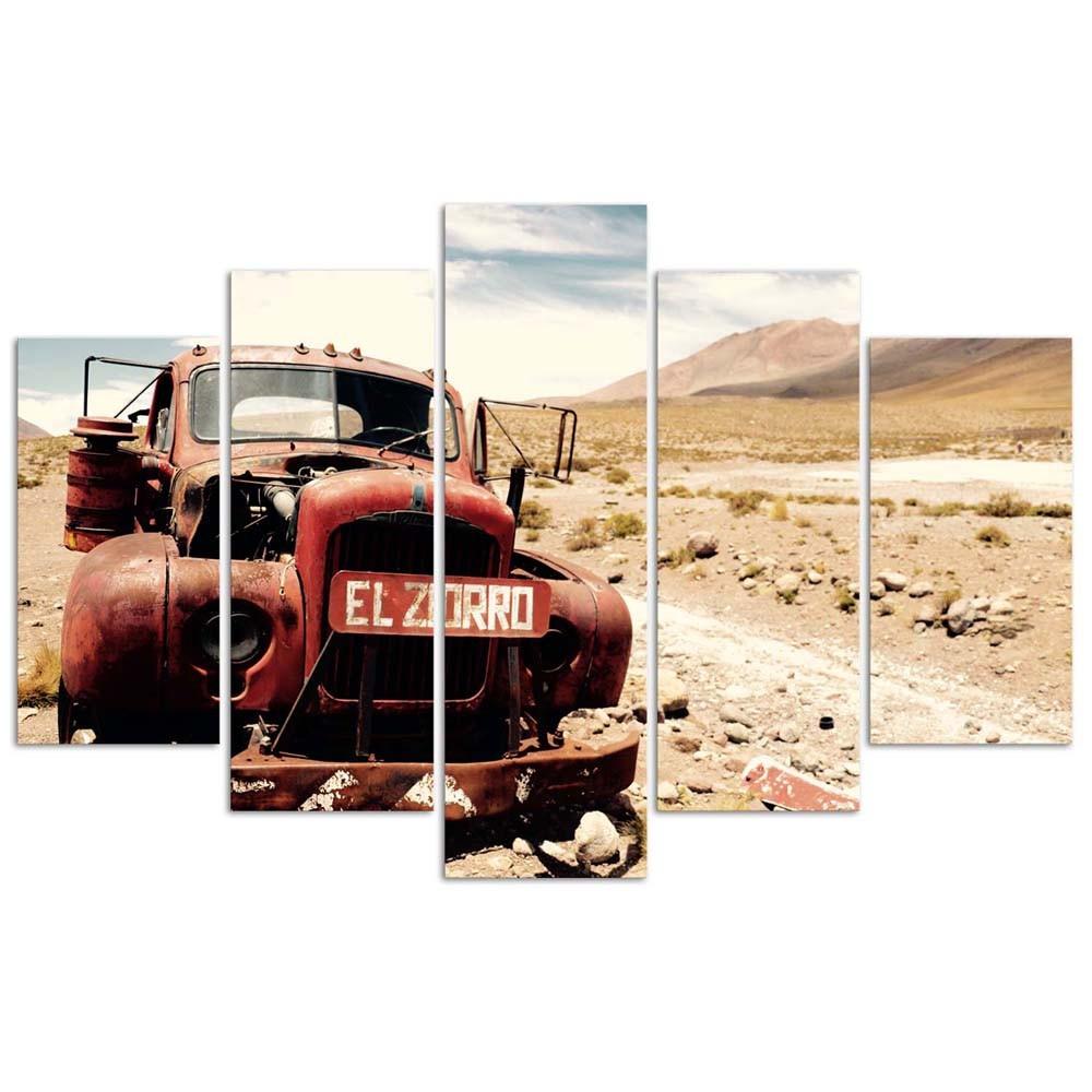 Five Piece Picture Canvas Print Old Car Desert