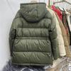 Women's Winter Autumn Hooded White Duck Down Jacket Coat Loose Solid Color Big Pocket Adjustable Waist Down Coat