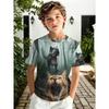 Summer Comfortable Fashionable Children's T-shirt Colorful Animal Printing Soft Comfortable Breathable Round Neck Short Sleeved T-shirt