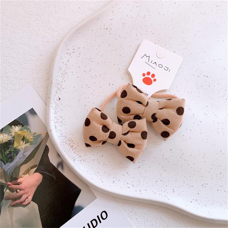 Süße Punktstoff Schleife Haarband Ring Kinder Baby Mädchen Kinder Elastisches Haar Gummi Band Accessoires Kopfschmuck Kopfbedeckung Ornament
