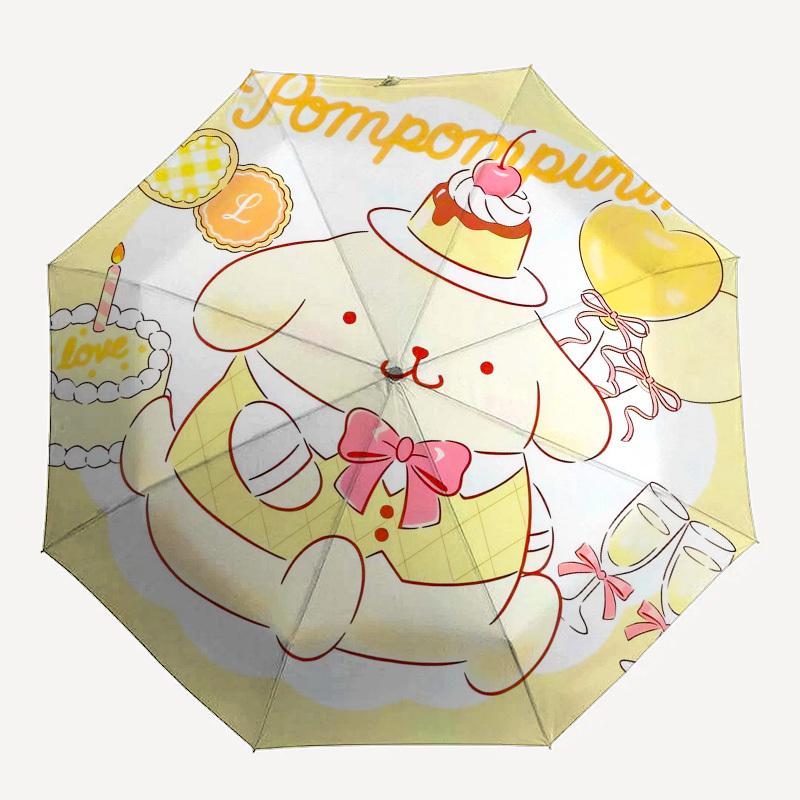 1pc Pompompurin Cute Dessert Party Umbrella with Plastic Handle,Compact & Stylish,Suitable for All Seasons Home Travel Outdoor N234