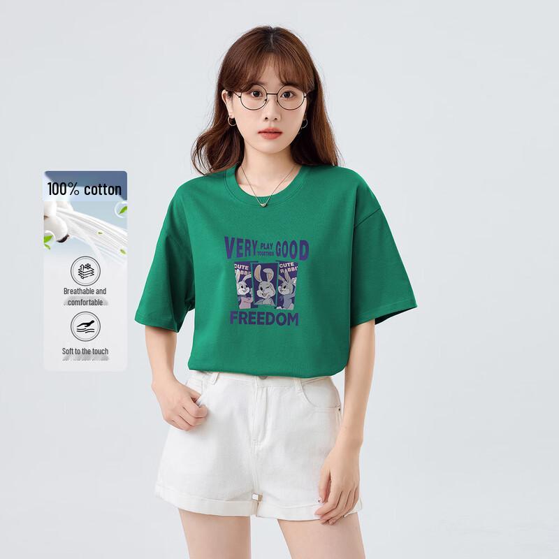 Baleno Women s 100% Cotton Summer Loose Fit Printed Short Sleeve Top M