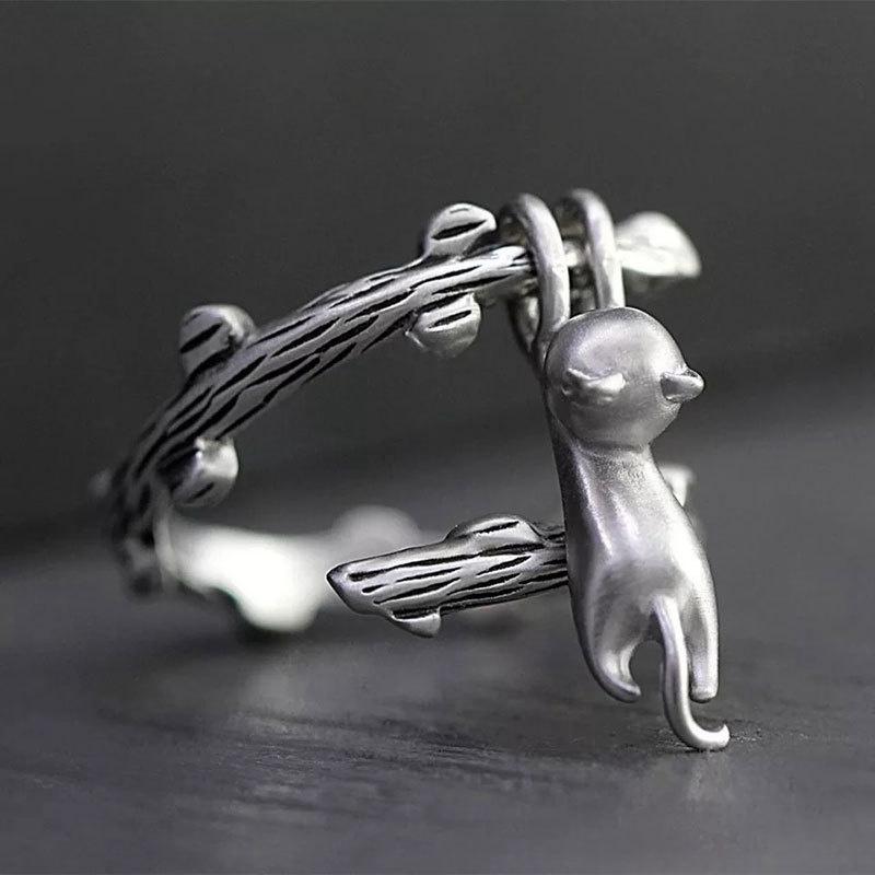 Vivid Cute Cat Open Rings For Women Girls New Fashion Gothic Adjustable Animal Kitten Finger Ring Party Jewelry Accessories Gift