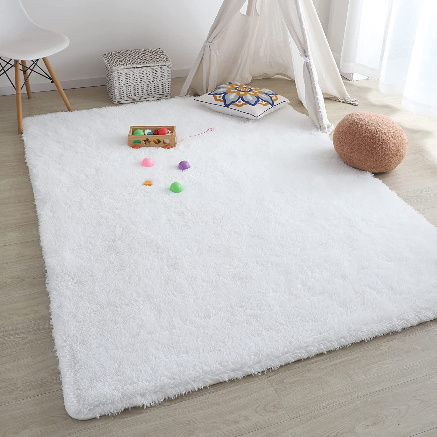 

Gray Carpet for Living Room Plush Rug Bed Room Floor Fluffy Mats Anti-slip Home Decor Rugs Soft Velvet Carpets Kids Room Blanket 50x80cm білий
