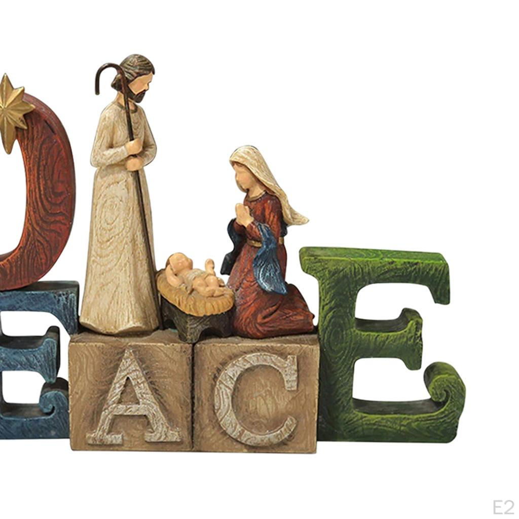 Nativity Resin Religious Baby Scene Figurine Stable Statue And Sculpture Ornaments