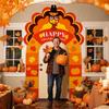 Thanksgiving Turkey Party Porch Banner Fall Pumpkin Maple Leaf Turkey Door Banner Arch Thanksgiving Decorations Archway Porch Sign Photo Backdrop