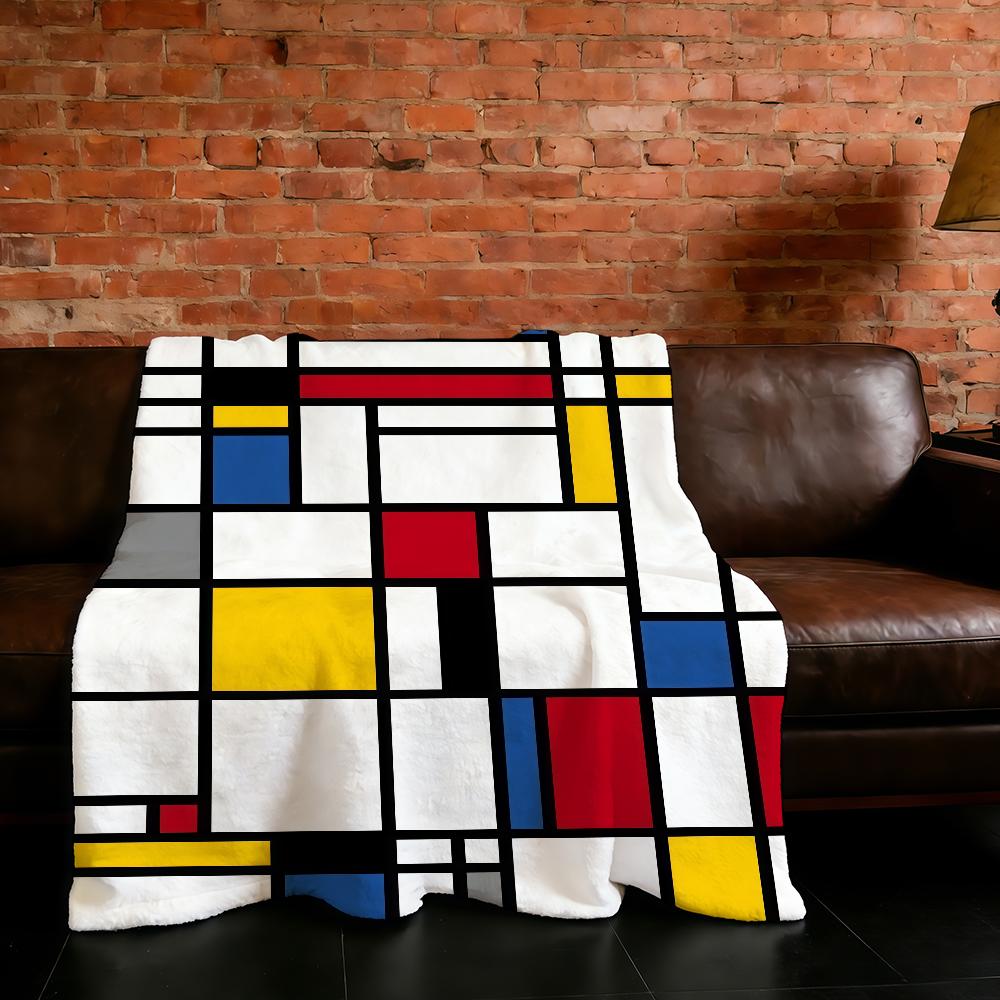 Decke Super Warm Bequem Plüsch Überwurfdecke M-Mondrian-ES Kind Zuhause Kunst Sofa Schlafzimmer Geschenk