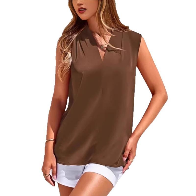 Summer New V-neck Casual Shirt Women's Vest Sleeveless Shirt
