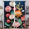 Modern Living Room Curtains 2 Pieces 3D Flower Curtains for Bedroom Blinds Blackout Curtain Partition Halloween Decoration Child