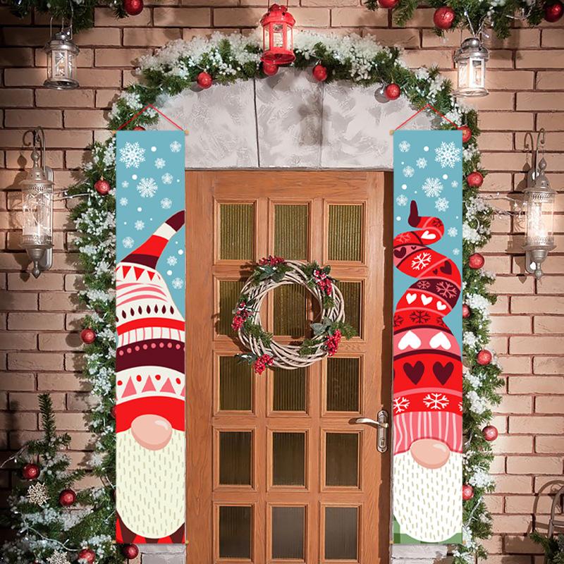 Cross-border new Christmas decorative door curtain creative cartoon faceless old man decoration couplet hanging flag crowning Christmas