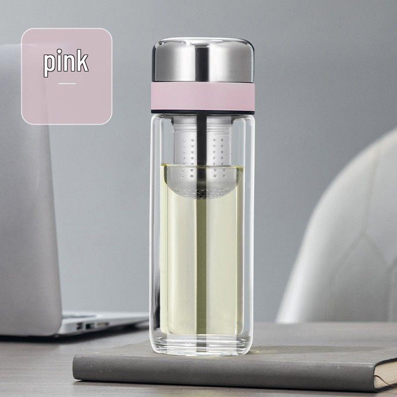 Op maat gemaakte Dubbelwandige Glazen Thee Thermosfles met Logo & Waterafscheidingsfunctie