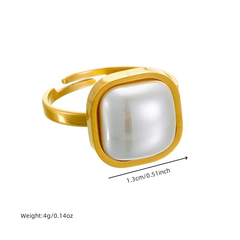 DIEYURO 316L Stainless Steel Square Pearl Adjustable Ring For Women Girl Fashion New Finger Ring Jewelry Gift Party anillos