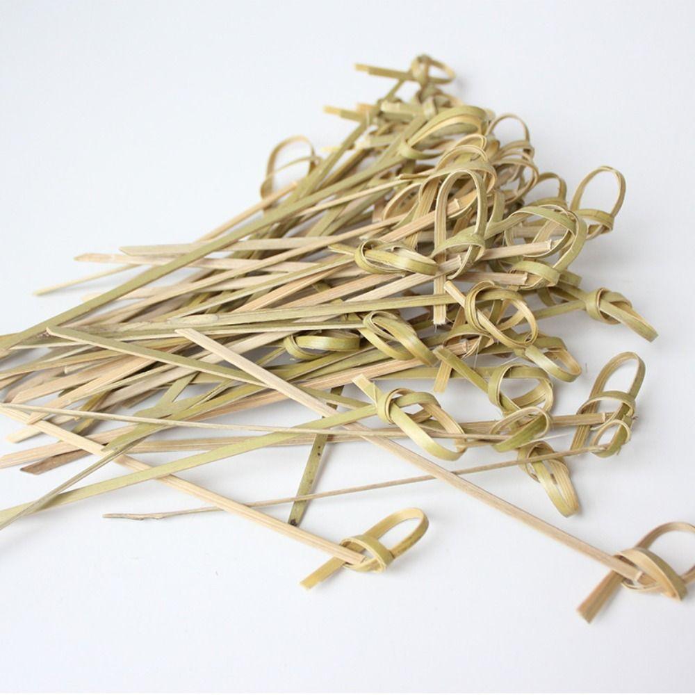 100pcs 9/12/15cm Cocktail Bamboo Skewers Looped Knot Cocktail Picks  Party Decorative
