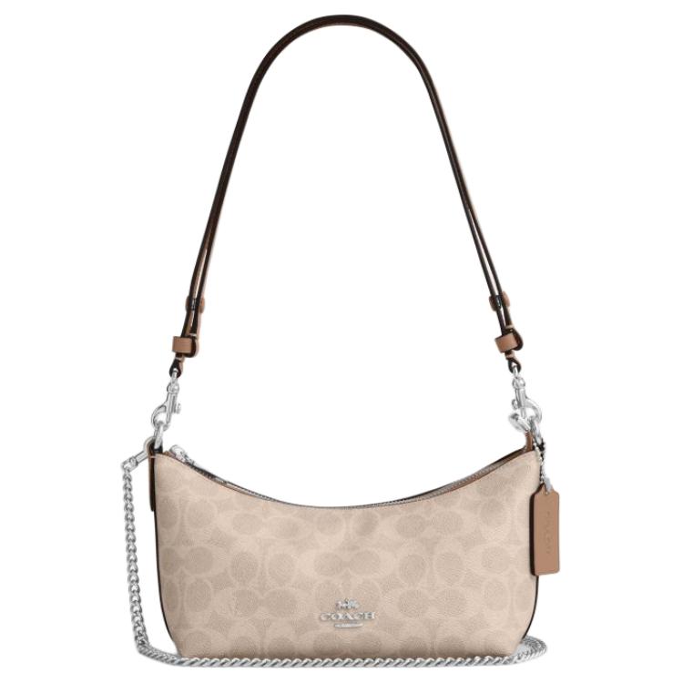 

Coach 24 Top Zip Closure Faux Leather Shoulder Bag Medium Women shoulder bag Sand-Yellow CEK80-SVPWH Basic Set (Bag+Dust Bag)