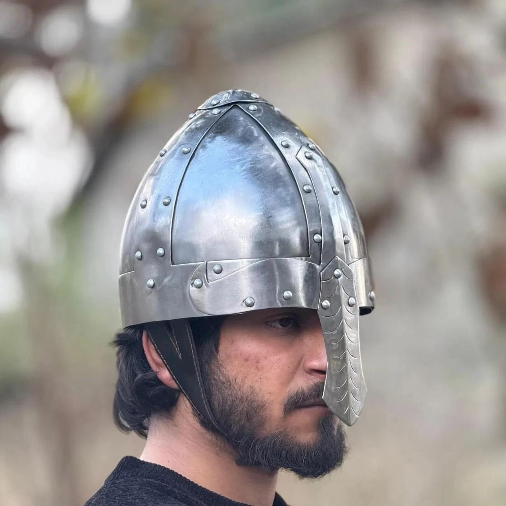 Medieval Steel Norman Viking Helmet Spectacle Armor Helmet 18 G Steel Handmade