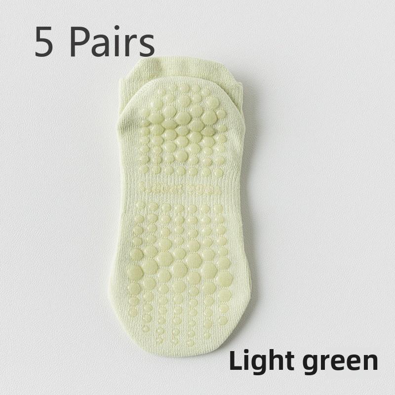 5 Pairs of Women's Spring and Autumn Mesh Ear Lifting Pure Cotton Indoor Fitness Silicone Non Slip Boneless Sports Boat Socks